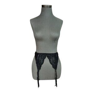 Jezebel Black Lace Garter Belt Suspender Vintage Style L New Without Tag